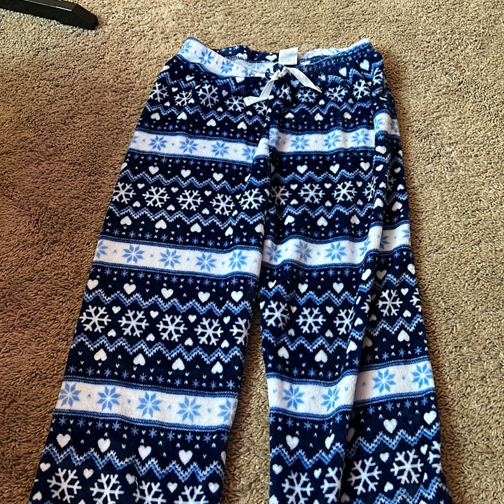 blue christmas pajama pants